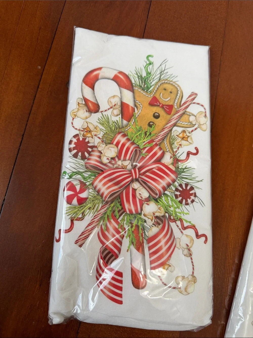 Holiday Floral & Candy Kitchen Towel Set - White with Red and Green Accents